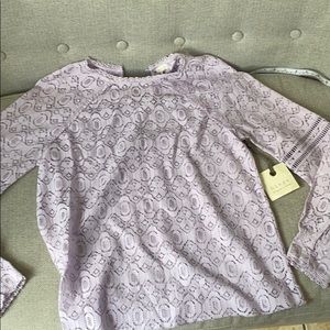 NWT hinge lavender purple lace shirt M